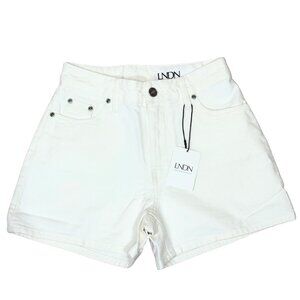 LNDN Women’s White High Rise Denim Shorts Size 23, 25 & 29
